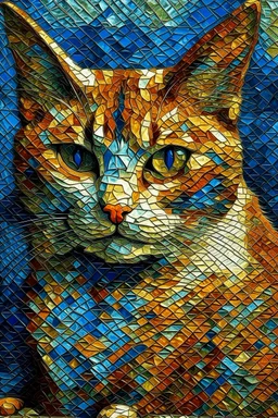 Portrait of a cat by Van Gogh en mosaique
