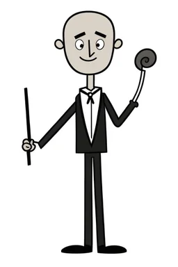 thin stick man with a bow tie