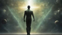 matrix universe, space, planets, god creation walking on the light