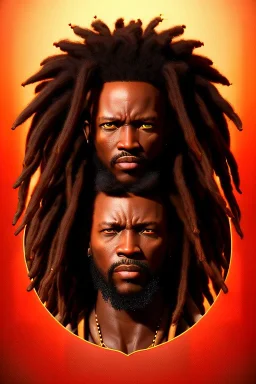 African warrior, dreadlocks, colorful beads in hair, ominous, dnd character portrait, waist up portrait, intricate, oil on canvas, masterpiece, expert, insanely detailed, 4k resolution, retroanime style, cute big circular reflective eyes, cinematic smooth, intricate detail , soft smooth lighting, vibrant colors, hokusai style arm sleeve tatoo