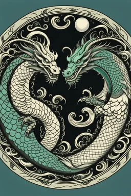 Two dragons created yin yang symbol