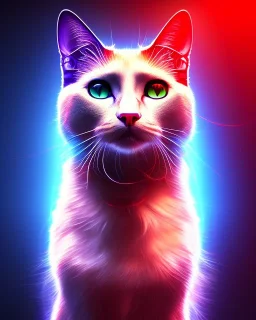 portrait of cyberpunk cat, red blue color, high key lighting, volumetric