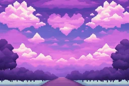 Symmetric Purple SKY WITH CLOUDS BACKGROUND Pixel Art