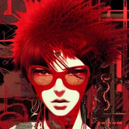 beautiful punk girl, hyper detailed, hyperdetailed, intricately detailed, illustration by <kilian eng> <Yoji Shinkawa>, darkred tones,