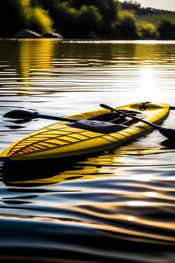 kayak on water with ripples behind