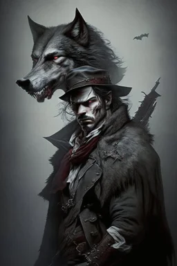 vampire hunter with a wolf head slung over his shoulder