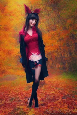 Portrait lady, full body shot, full-color long shot style of autumnfairycoquette