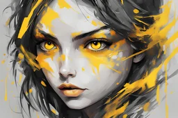abstract girl art yellow eyes