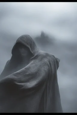 A hooded figure In the fog