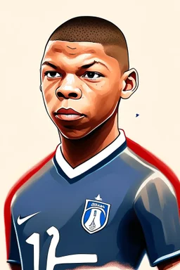 Kylian Mbappe French soccer player cartoon 2d