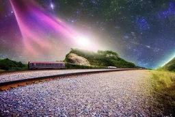 A train flying into universe.