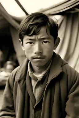 Young Tomio Okamura as refugee