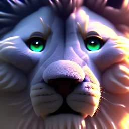 3d fluffy Lion, closeup cute and adorable, cute big circular reflective eyes, long fuzzy fur, Pixar studio movie style, unreal engine cinematic smooth, intricate detail, cinematic