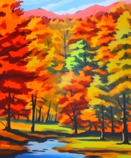 Gouache landscape autumn