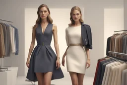 A highly detailed 3D hyperrealistic image in 4K resolution of a modern fashion woman boutique logo with name VALS