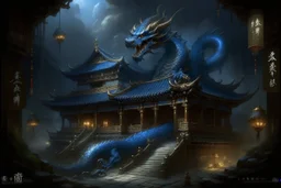 A dark blue dragon palace painted by Zhang Lu