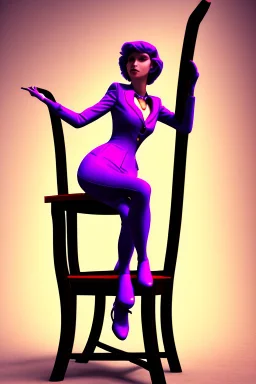 Violet lugging a chair about