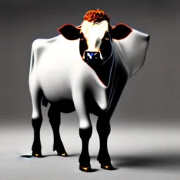 A cow wearing a pantsuit