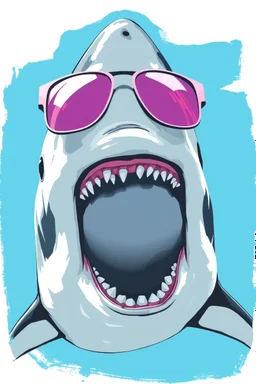 shark with sunglasses in the style of warhol