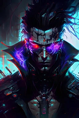 Cyberpunk Lord of darkness, epic character, superpowers, ultrahd, portrait from afar, anime
