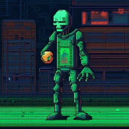 A pixel art cyberpunk version of the best football predictor master pundit master alien