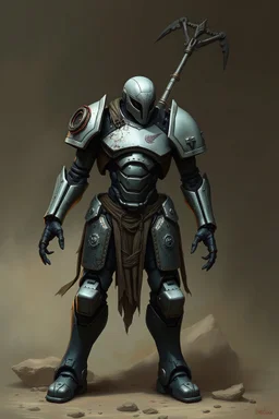 damaged humanoid warforged robot armoured