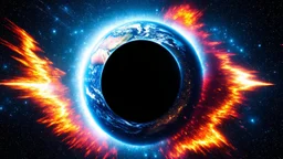 IMAGE ABOUT THE END OF THE WORLD, A GIANT BLACK HOLE EAT OUR PLANET