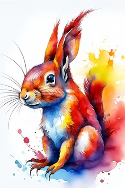 Watercolor abstract squirrel