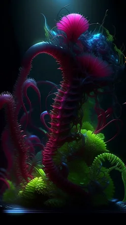 "3D HR Complex Unique and Beautiful Bioluminescent Carnivorous Plants, a breathtaking frontier fantasy artwork by Android Jones, Jean Baptiste monge, Alberto Seveso, Erin Hanson, Jeremy Mann. Minimalist highly detailed and complex professional_photography, masterpieces, 8k resolution concept art, Artstation, tricolor, Unreal Engine 5, cgsociety" Highly detailed ArtStation Concept Art Clear Focus Smooth cinematic 4K epic Details Serious Stoic ARTgerm AN's mature art. Bosch painting style,Busch