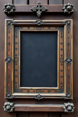 Cornice di quadro medievale intarsiata con si,noli magici