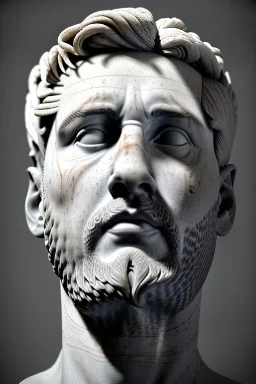 Ultra Realistic image, roman sculpture, luxury white marble material, Lionel Messi, Laurel crown, Renaissance style, miguel angel style, chisel style, emperor, waist up portrait, epic, celestial, cinematic lighting, God light, god rays, 4k resolution, smooth details, ornate details, soft lighting, unreal engine 5, sky background.