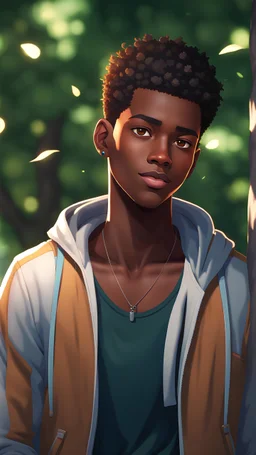 twenty year old black guy with short hair, with casual clothes style, full body, from head to toe, best quality, digital painting, 4k, sharp focus, intricate texture, skin imperfections, blank background. , interactive novel style,bokeh, professional, anime clean drawing,Your Name, 4k, highly detailed, clear lighting, beautiful lighting