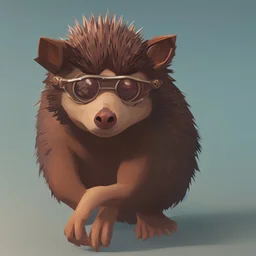 a hedgehog wearing mechanics goggles,
