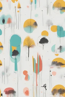 Minimalist illustration unique art, front view, vibrant colour background
