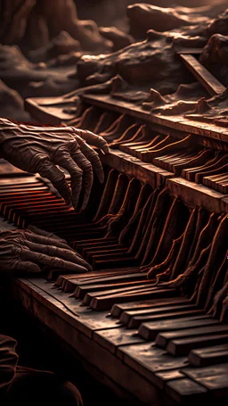 hands on an old piano keyboard