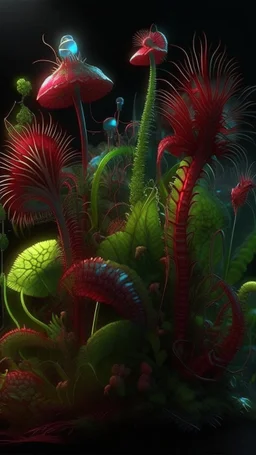 "3D HR Complex Unique and Beautiful Bioluminescent Carnivorous Plants, a breathtaking frontier fantasy artwork by Android Jones, Jean Baptiste monge, Alberto Seveso, Erin Hanson, Jeremy Mann. Minimalist highly detailed and complex professional_photography, masterpieces, 8k resolution concept art, Artstation, tricolor, Unreal Engine 5, cgsociety" Highly detailed ArtStation Concept Art Clear Focus Smooth cinematic 4K epic Details Serious Stoic ARTgerm AN's mature art. Bosch painting style,