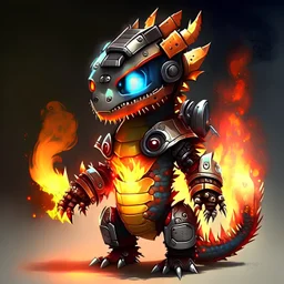 Cute robot dragon man fire very cool