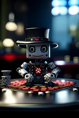 portrait cute chatbot witchcraft wins in poker, photo-realistic, shot on Hasselblad h6d-400c, zeiss prime lens, bokeh like f/0.8, tilt-shift lens 8k, high detail, smooth render, down-light, unreal engine 5, cinema 4d, HDR