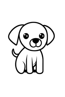 Simple outline of a cute dog, in a cartoon style, black and white