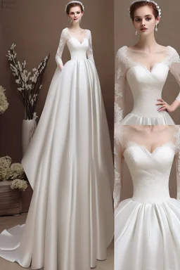 Long Luxurious White Wedding Dress