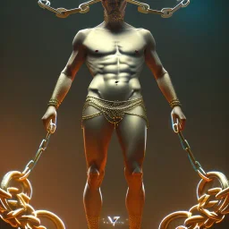 Full body Greek statue of a man in chains, future classic, unreal engine, high details in face and body, epic, , digital painting, digital illustration, extreme detail, digital art, 4k, ultra hd, hyper detailed, greg rutkowski, hyperdetailed, neoclassicism, unreal engine