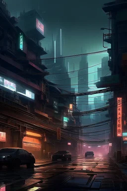 generate a cyberpunk urban background for me