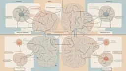 "The attached image illustrates the process of human thinking, with a simplified representation of the brain and neural cells interconnected with the concepts of thinking and decision-making. This image reflects the concept of the mental process and the role of the brain in it."