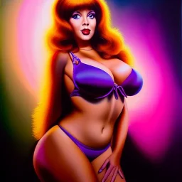 Ultra detailed fullbody Portrait in oil on canvas of beautiful busty Velma scooby doo, extremely detailed digital painting, extremely detailed face,crystal clear Big Glowing eyes, mystical colors ,perfectly centered image, perfect composition, rim light, beautiful lighting, 8k, stunning scene, raytracing, anatomically correct, in the style of robert e howard and Ken Kelley and Ohrai Noriyoshi and Simon Bisley and tomzj1