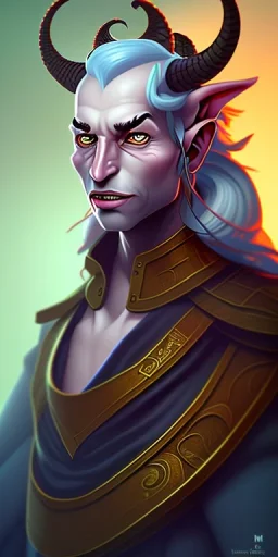 portrait of a tiefling in dnd style