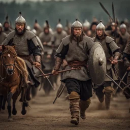 Close-up of a warrior the 1200s and a Mongol warriors, strong athletic build, cinematographic photo