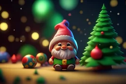 cute smiling Santa and Christmas tree, in the garden of Eden, with colorful trimmings, star on top of tree, gifts, toys, bokeh like f/1.2, tilt-shift lens 8k, high detail, smooth render, down-light, unreal engine, prize winning, Disney art style
