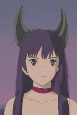 a young gothic demon girl with horns