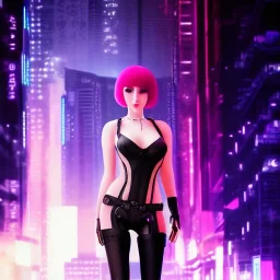 Full body portrait, painting, medium shot lady DualKawaii Cyberpunk