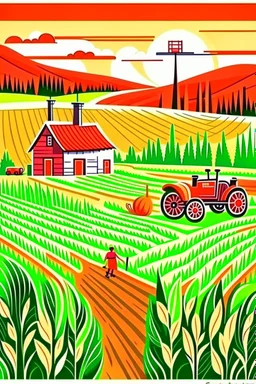 hand painted modern farming cartoon poster